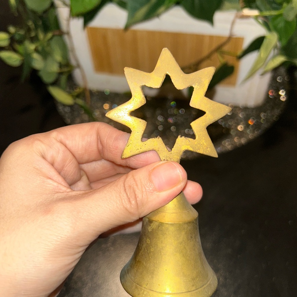 Vintage Brass Gold Star-Shaped Brass Bell Decor figurine collectible